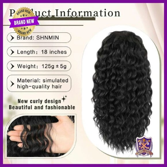 18 Inch Curly Synthetic Ponytail Extension Clip-In Hairpiece for Daily Party